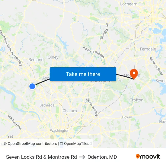 Seven Locks Rd & Montrose Rd to Odenton, MD map