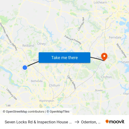 Seven Locks Rd & Inspection House Rd to Odenton, MD map