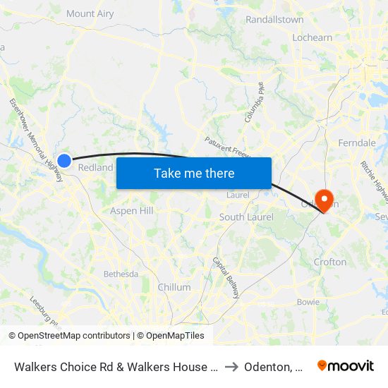 Walkers Choice Rd & Walkers House Rd to Odenton, MD map