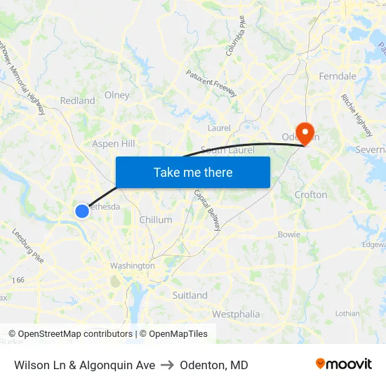 Wilson Ln & Algonquin Ave to Odenton, MD map