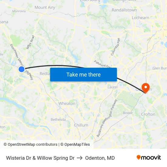 Wisteria Dr & Willow Spring Dr to Odenton, MD map