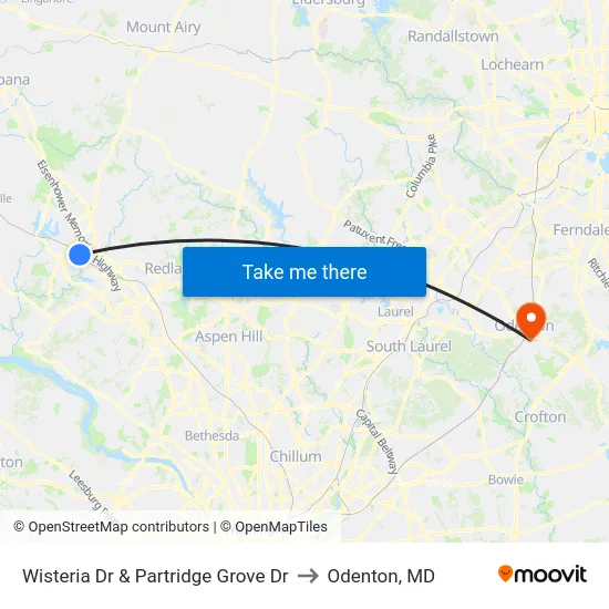 Wisteria Dr & Partridge Grove Dr to Odenton, MD map