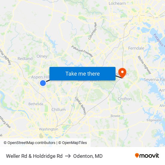 Weller Rd & Holdridge Rd to Odenton, MD map