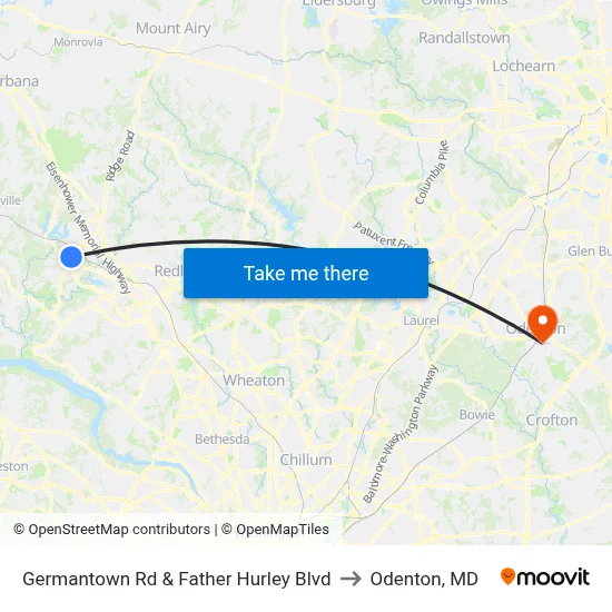 Germantown Rd & Father Hurley Blvd to Odenton, MD map