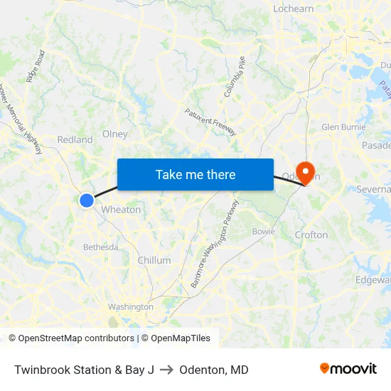 Twinbrook Station & Bay J to Odenton, MD map