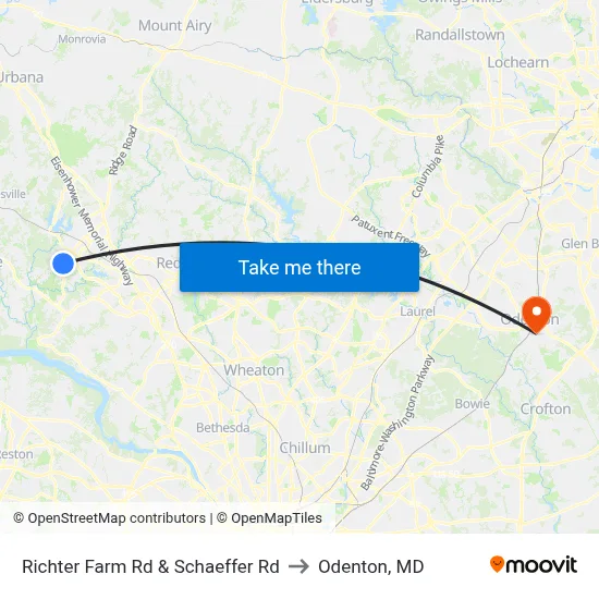 Richter Farm Rd & Schaeffer Rd to Odenton, MD map
