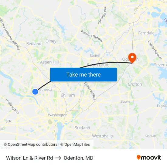 Wilson Ln & River Rd to Odenton, MD map