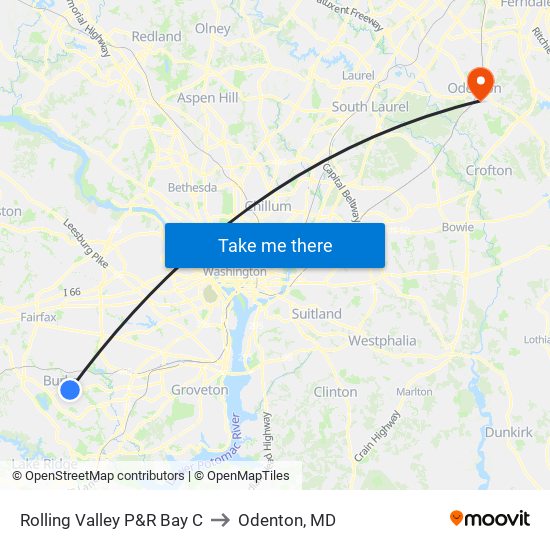 Rolling Valley P&R Bay C to Odenton, MD map