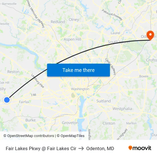 Fair Lakes Pkwy @ Fair Lakes Cir to Odenton, MD map