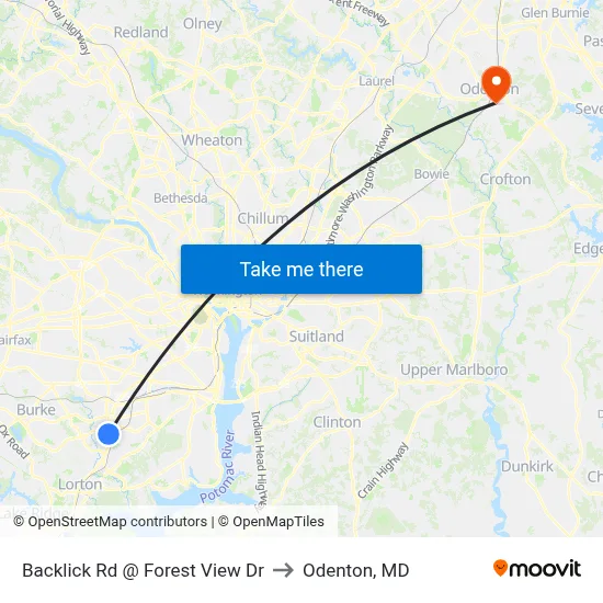 Backlick Rd @ Forest View Dr to Odenton, MD map