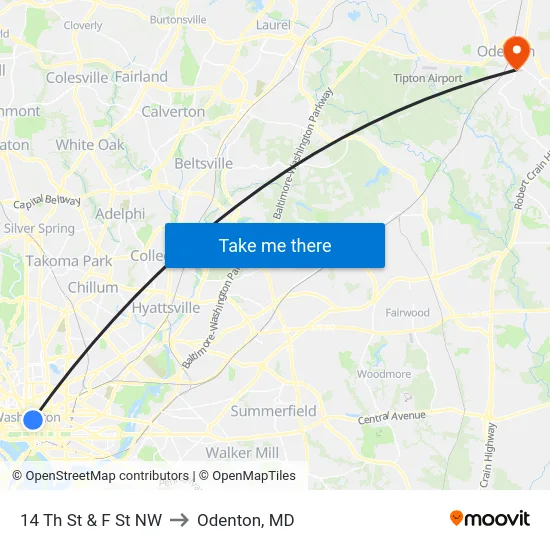 14 Th St & F St NW to Odenton, MD map