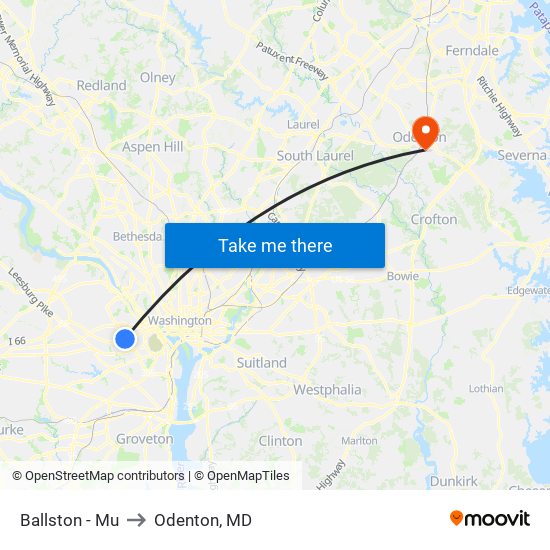 Ballston - Mu to Odenton, MD map