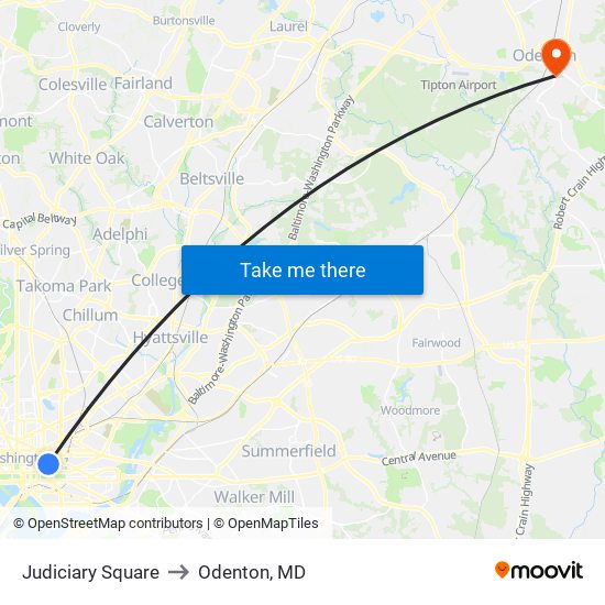 Judiciary Square to Odenton, MD map