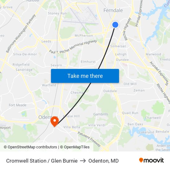 Cromwell Station / Glen Burnie to Odenton, MD map