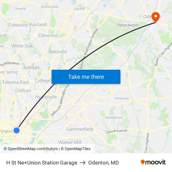 H St Ne+Union Station Garage to Odenton, MD map