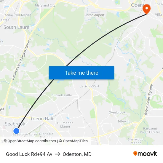Good Luck Rd+94 Av to Odenton, MD map