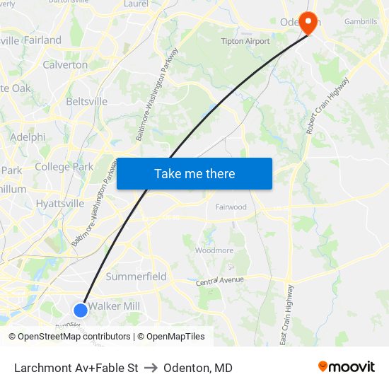 Larchmont Av+Fable St to Odenton, MD map