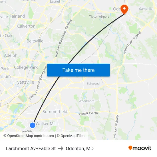 Larchmont Av+Fable St to Odenton, MD map