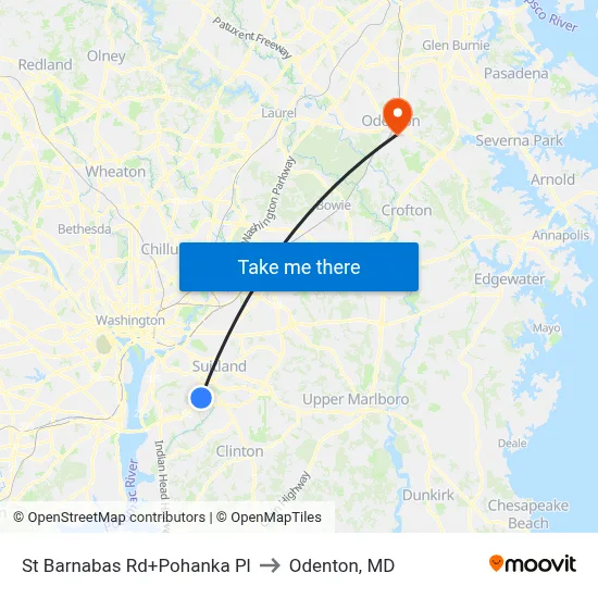 St Barnabas Rd+Pohanka Pl to Odenton, MD map