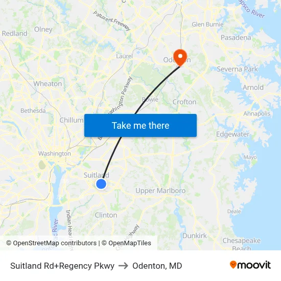 Suitland Rd+Regency Pkwy to Odenton, MD map
