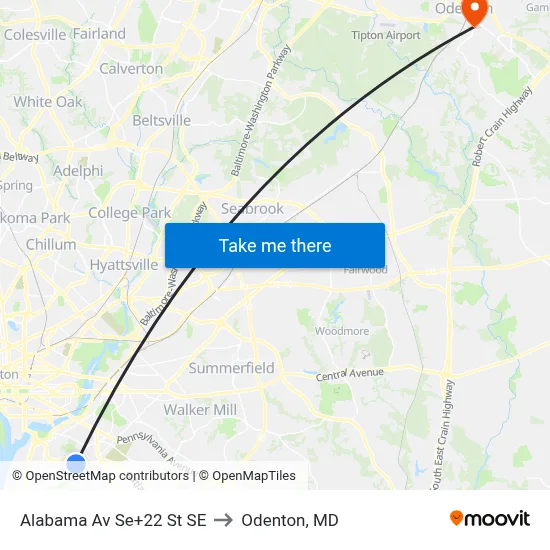 Alabama Av Se+22 St SE to Odenton, MD map