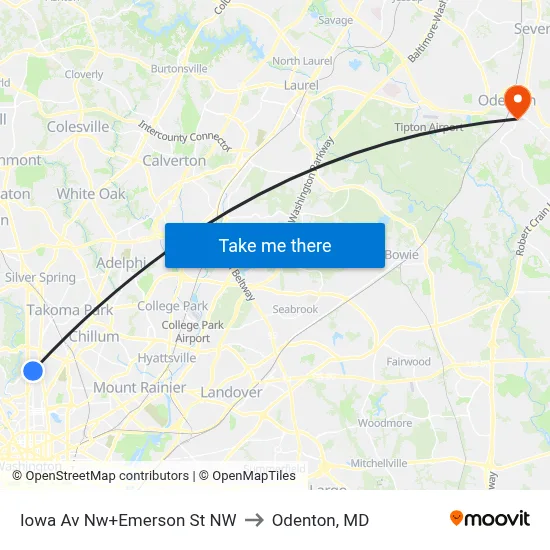 Iowa Av Nw+Emerson St NW to Odenton, MD map