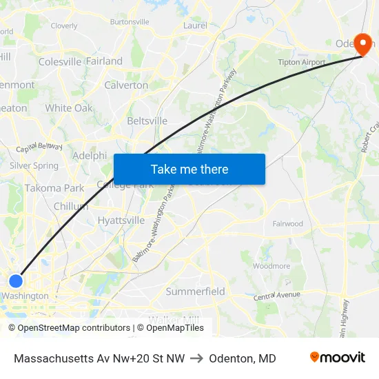 Massachusetts Av Nw+20 St NW to Odenton, MD map