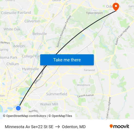 Minnesota Av Se+22 St SE to Odenton, MD map