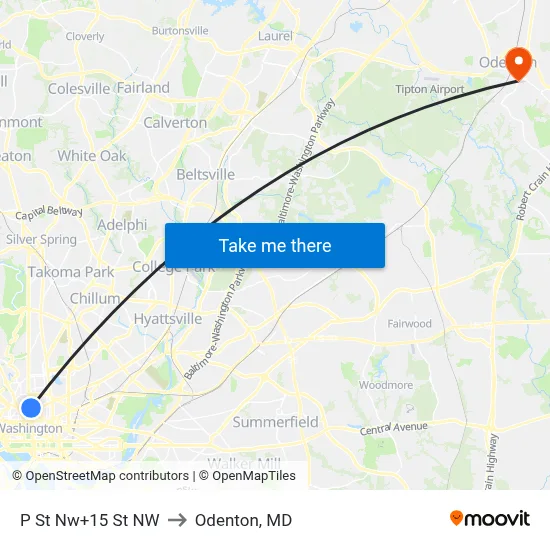 P St Nw+15 St NW to Odenton, MD map