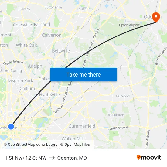 I St Nw+12 St NW to Odenton, MD map