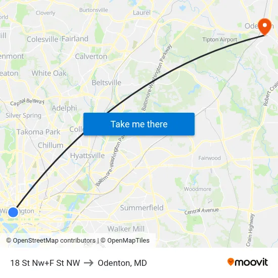 18 St Nw+F St NW to Odenton, MD map