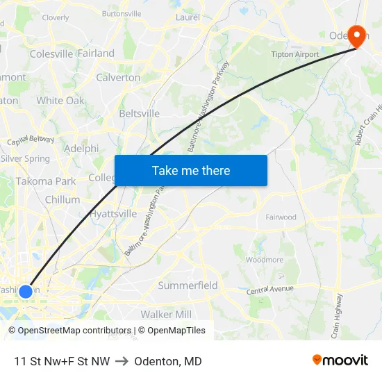 11 St Nw+F St NW to Odenton, MD map