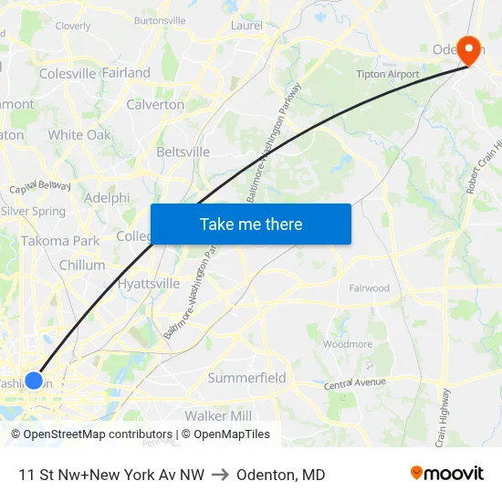 11 St Nw+New York Av NW to Odenton, MD map