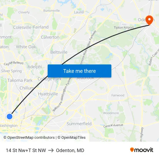 14 St Nw+T St NW to Odenton, MD map
