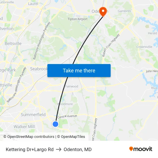 Kettering Dr+Largo Rd to Odenton, MD map
