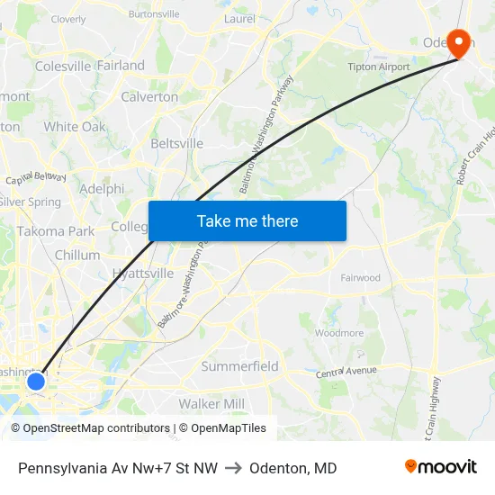 Pennsylvania Av Nw+7 St NW to Odenton, MD map