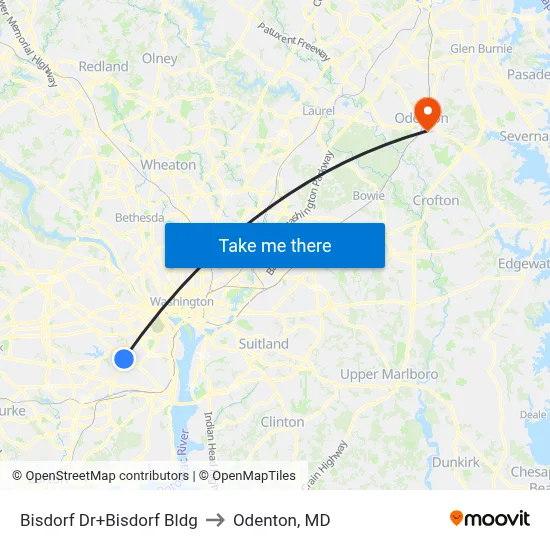 Bisdorf Dr+Bisdorf Bldg to Odenton, MD map
