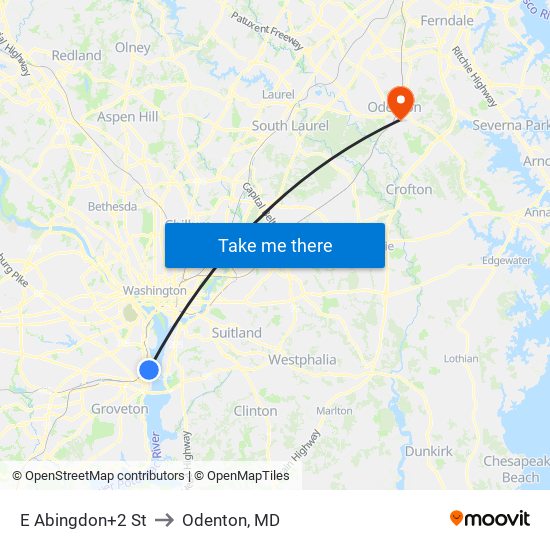 E Abingdon+2 St to Odenton, MD map