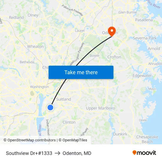 Southview Dr+#1333 to Odenton, MD map