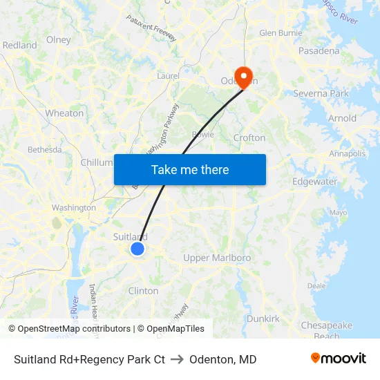Suitland Rd+Regency Park Ct to Odenton, MD map