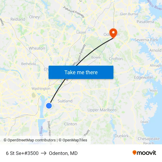 6 St Se+#3500 to Odenton, MD map