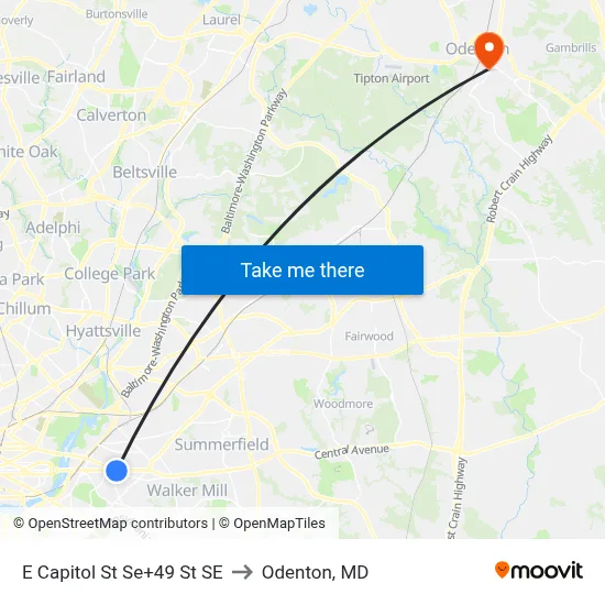 E Capitol St Se+49 St SE to Odenton, MD map