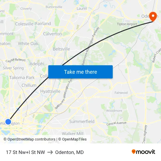 17 St Nw+I St NW to Odenton, MD map