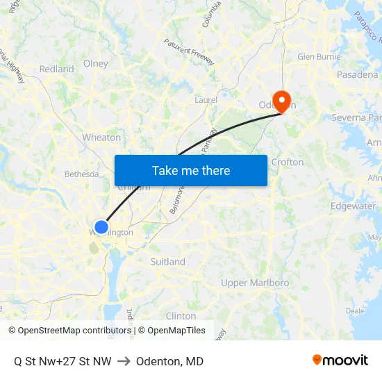 Q St Nw+27 St NW to Odenton, MD map