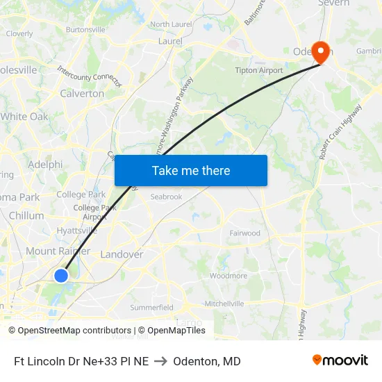 Ft Lincoln Dr Ne+33 Pl NE to Odenton, MD map