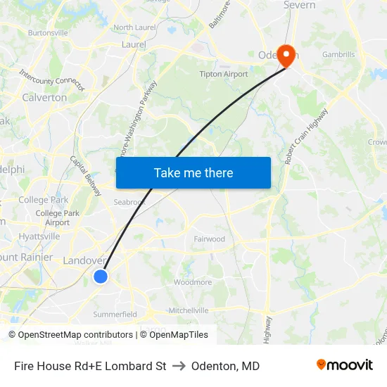 Fire House Rd+E Lombard St to Odenton, MD map