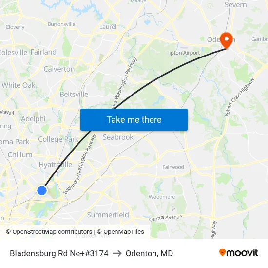 Bladensburg Rd Ne+#3174 to Odenton, MD map