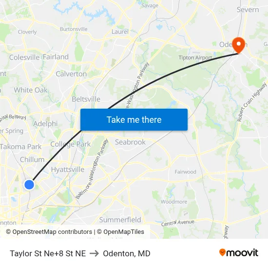 Taylor St Ne+8 St NE to Odenton, MD map