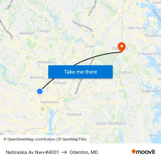 Nebraska Av Nw+#4001 to Odenton, MD map