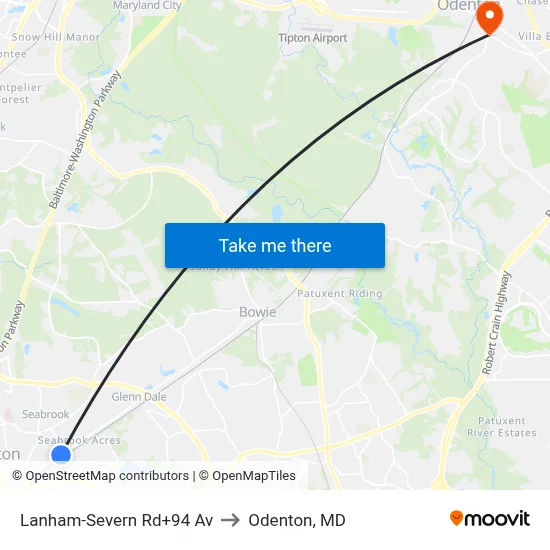 Lanham-Severn Rd+94 Av to Odenton, MD map